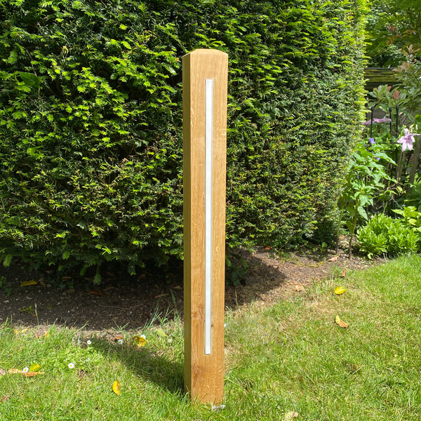 Solid Oak linear Bollard light