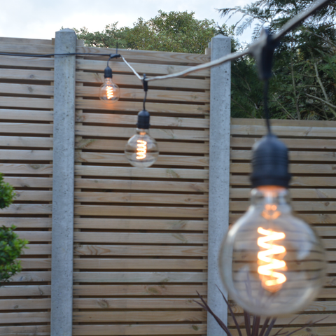 Connectable Outdoor String Lights - Pendant Sockets includes 10 G95 Retro bulbs - The Outside Lighting Specialists